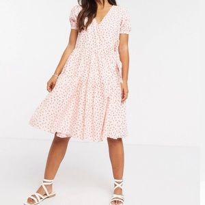 Midi wrap dress with tiered skirt in pretty floral